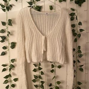 Fuzzy Front Tie Cardigan